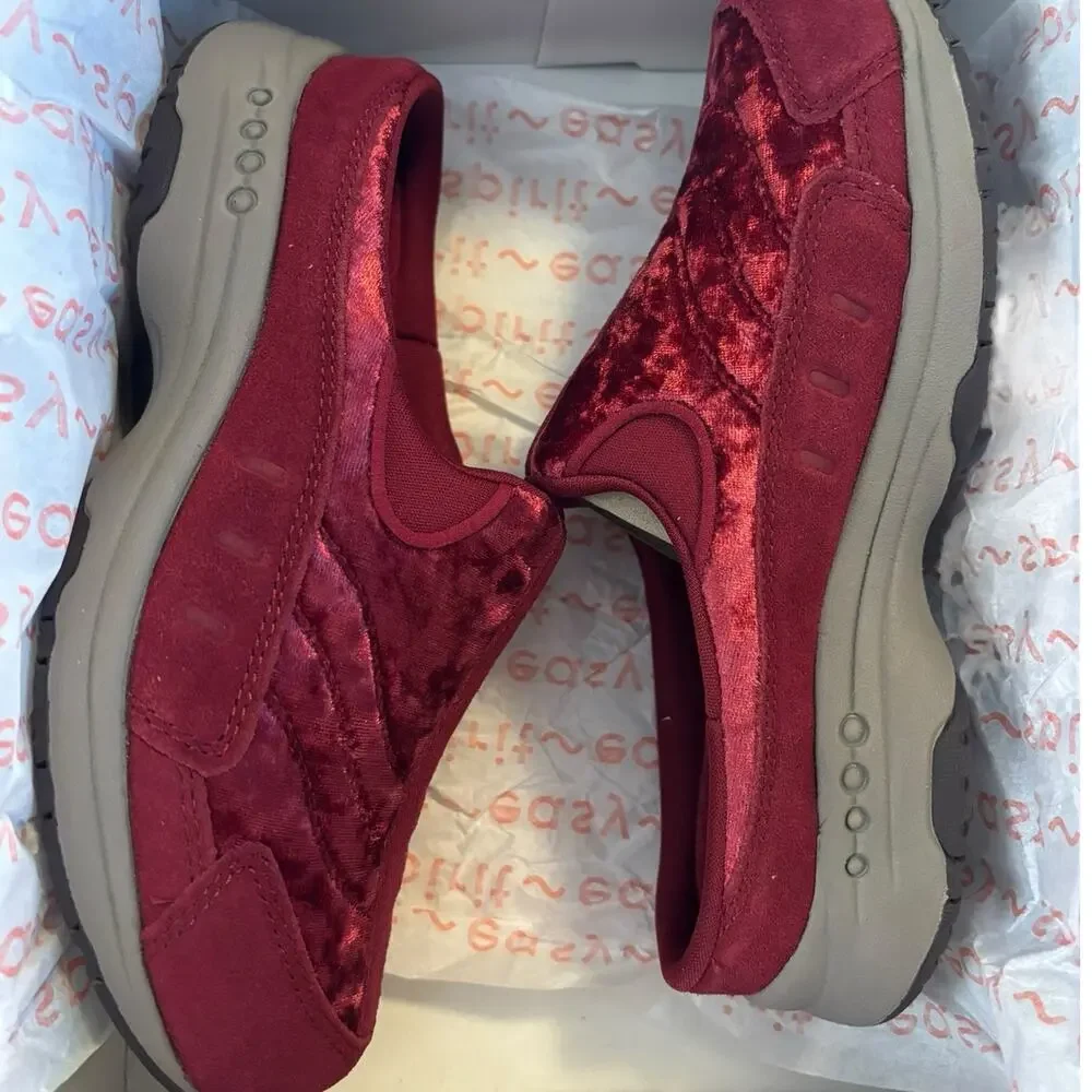 NIB Easy Spirit Traveltime Slip On Mule Sneakers Women's Size 5 M Dark Red